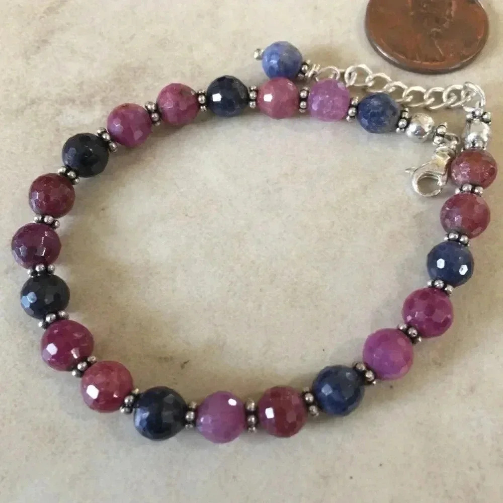 Ruby and Sapphire Bracelet,Natural Ruby and Sapphire,Unisex Bracelet